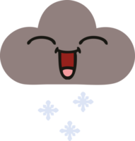 flat color retro cartoon of a storm snow cloud png