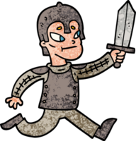 grunge textured illustration cartoon medieval warrior png