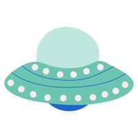 space saucer. UFO saucer. Hand drawn flat illustration. Isolated object on white background. vector