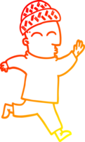 warm gradient line drawing of a cartoon man wearing hat png