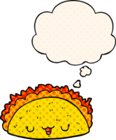 cartoon taco with thought bubble in comic book style png