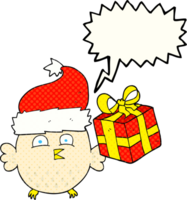mano disegnato comico libro discorso bolla cartone animato Natale gufo png