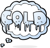 main tiré pensée bulle dessin animé mot du froid png