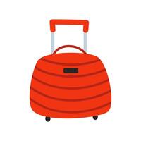 Red flat style suitcase. Beautiful suitcase. Travel accessory. Luggage. White isolated background. illustration. vector