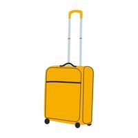 amarillo plano estilo maleta. hermosa maleta. viaje accesorio. equipaje. blanco aislado antecedentes. ilustración. vector