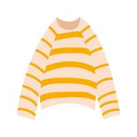striped sweater in flat style. Closet element on white isolated background. Object on autumn theme. Cozy and warm clothes. vector