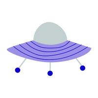 space saucer. UFO saucer. Hand drawn flat illustration. Isolated object on white background. vector