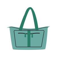 azul bolso en un plano estilo. viaje bolsa. equipaje. blanco aislado antecedentes. ilustración. vector