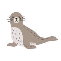 Cute seal. Arctic wild animal. illustration in flat style. White isolated background. vector