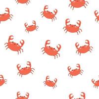 Seamless pattern with crab. Sea cute inhabitant. illustration in flat style. Cute minimalistic pattern. For textiles and packaging. White isolated background. vector