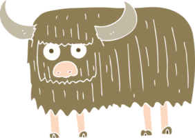 flat color illustration of hairy cow png