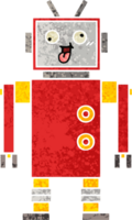 retro illustration style cartoon of a crazy robot png