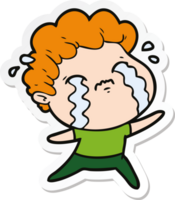 sticker of a cartoon man crying png