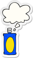 cartoon spray can with thought bubble as a printed sticker png