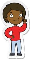 sticker of a cartoon boy with idea png