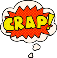 cartoon word Crap with thought bubble in comic book style png