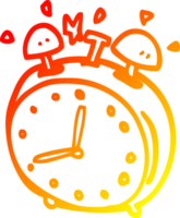 warm gradient line drawing of a cartoon alarm clock png