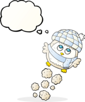 hand drawn thought bubble cartoon cute little owl flying png