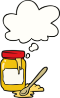 cartoon jar of honey with thought bubble png