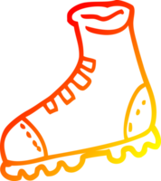warm gradient line drawing of a cartoon walking boot png