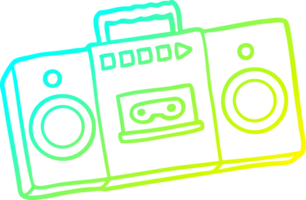 cold gradient line drawing of a cartoon retro cassette tape player png