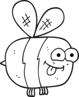 hand drawn black and white cartoon bee png