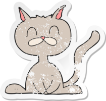 retro distressed sticker of a cartoon cat png