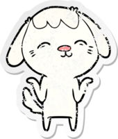 distressed sticker of a happy cartoon dog png