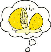 cartoon cut lemon with thought bubble png