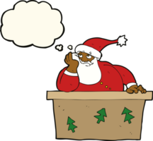 cartoon bored santa claus with thought bubble png