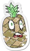 adesivo retrô angustiado de um abacaxi de desenho animado png