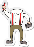 sticker of a cartoon headless body with notepad and pen png