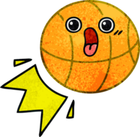 retro grunge textura desenho animado do uma basquetebol png