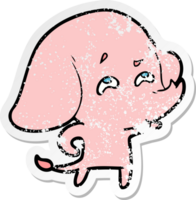 vinheta angustiada de um elefante de desenho animado lembrando png