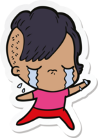 sticker of a cartoon crying girl png