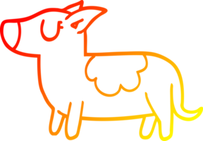 calentar degradado línea dibujo de un dibujos animados en pie perro png