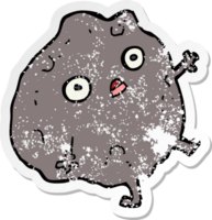 distressed sticker of a cartoon rock falling png