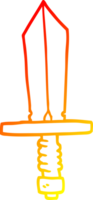 warm gradient line drawing of a cartoon dagger png