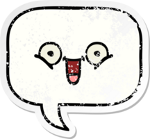 distressed sticker of a cute cartoon speech bubble png