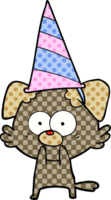 nervous dog cartoon in party hat png