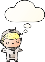 cartoon astronaut with thought bubble in smooth gradient style png