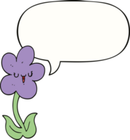 dessin animé fleur avec content visage avec discours bulle png