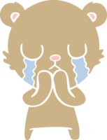 weinender Cartoon-Bär im flachen Farbstil png