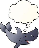 cartoon shark with thought bubble in smooth gradient style png