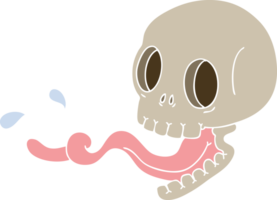 hand drawn quirky cartoon skull with tongue png