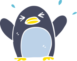 flat color illustration cartoon flapping penguin png