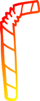 warm gradient line drawing of a cartoon striped straw png