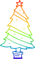 rainbow gradient line drawing of a cartoon christmas tree png