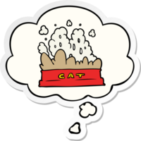 cartoon cat food with thought bubble as a printed sticker png