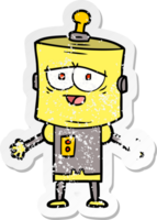 distressed sticker of a cartoon robot png